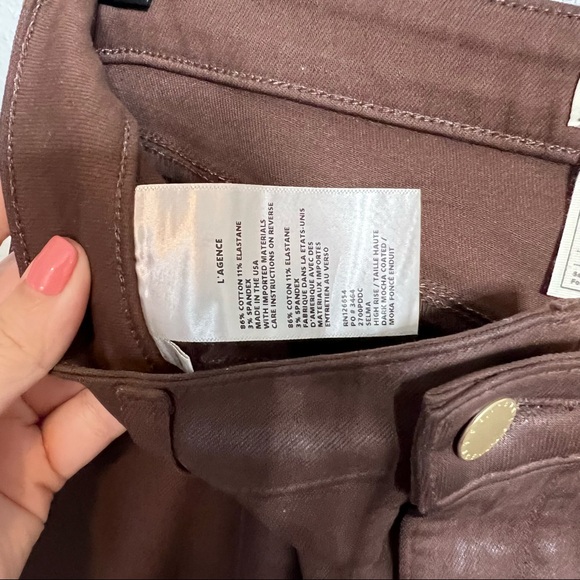 L'AGENCE Selma Coated Baby Bootcut Jeans High Rise Dark Mocha sz 26 - Picture 10 of 12